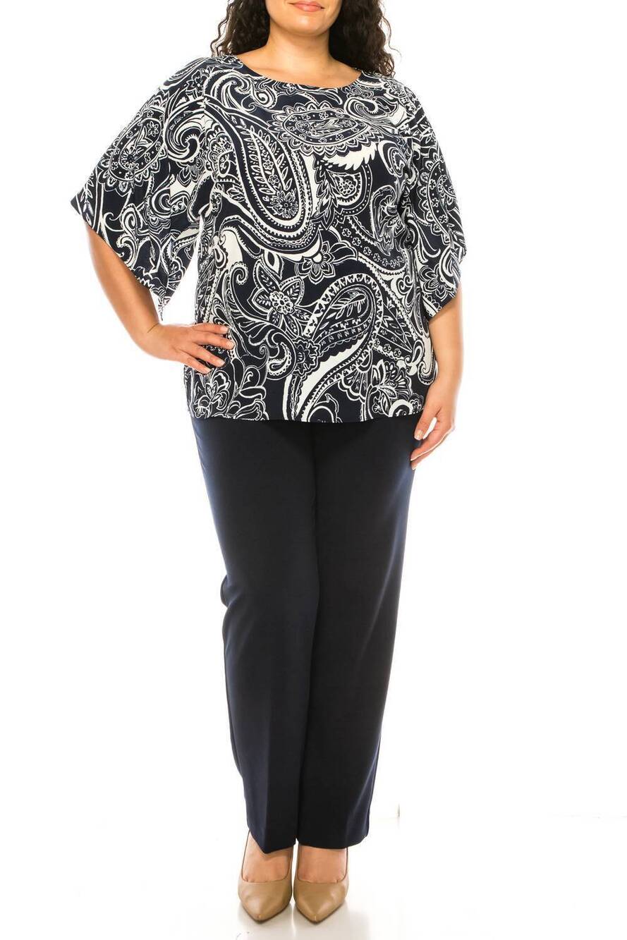 NEW MAYA BROOKE paisley pants 2 piece set in navy